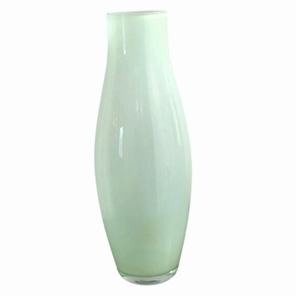 Hand Blown Mint Green 16" Glass Vase Poland Contemporary Minimalist - Picture 1 of 6